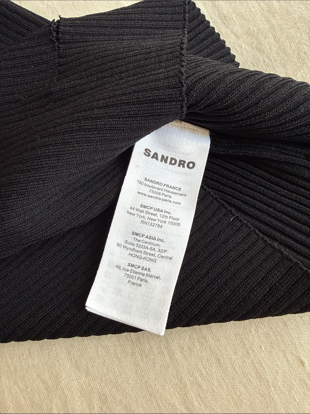 NWT Sandro Women’s Black Polo Top with Cream Ruffle Collar - Picture 4 of 5